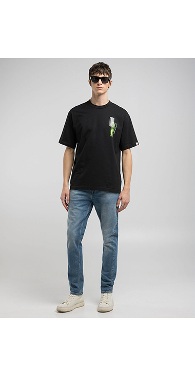 オーバーフィット ベーシックジャ－ジーコットンプリントTシャツ 詳細画像